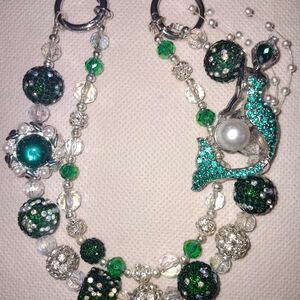 Elegant Green and Silver Mermaid Purse Chain